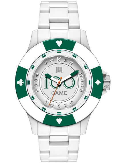 LIGHT TIME Mod. POKER - White / Green L147D Only Time Armbanduhr 41 mm Grün