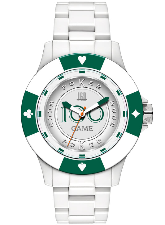 LIGHT TIME Mod. POKER - White / Green L147D Only Time Armbanduhr 41 mm Grün
