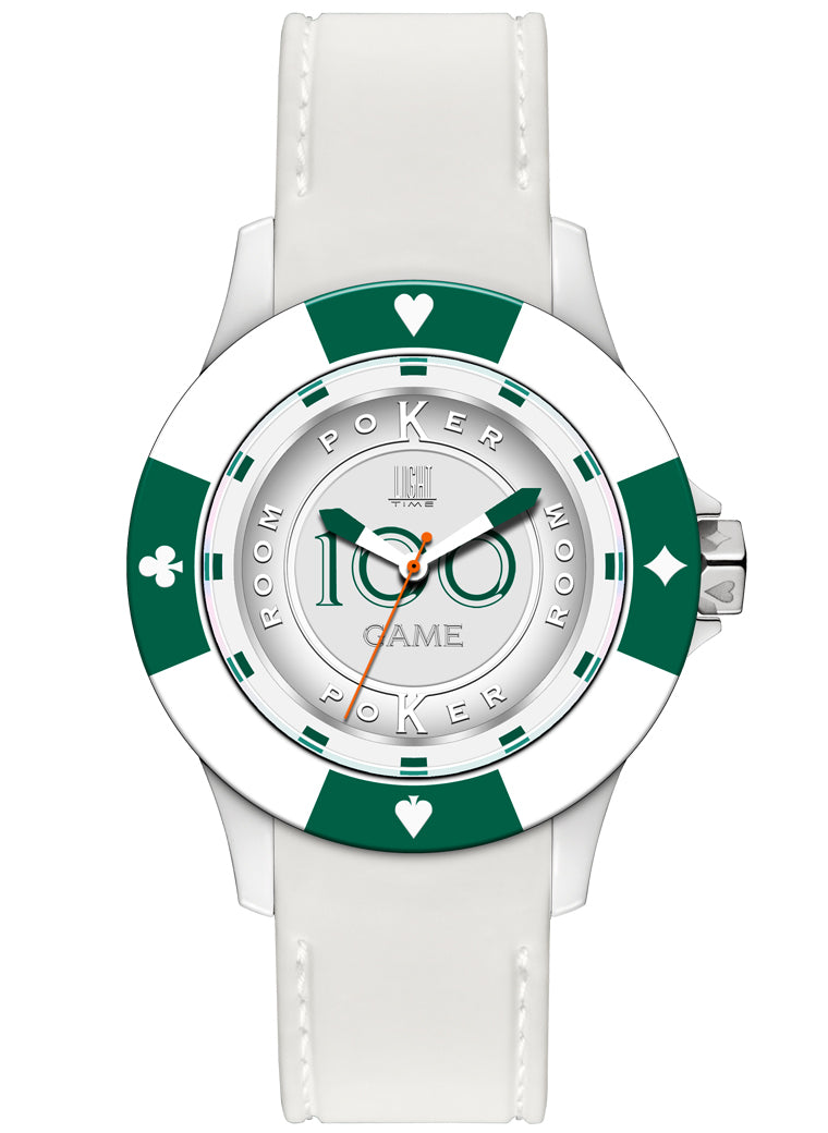LIGHT TIME Mod. POKER - White / Green L147DS Only Time Armbanduhr 41 mm Grün