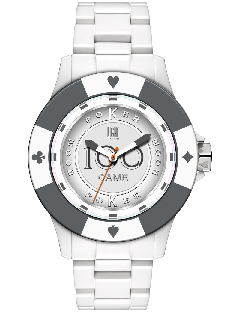 LIGHT TIME Mod. POKER - White / Grey L147B Only Time Armbanduhr 41 mm Grau
