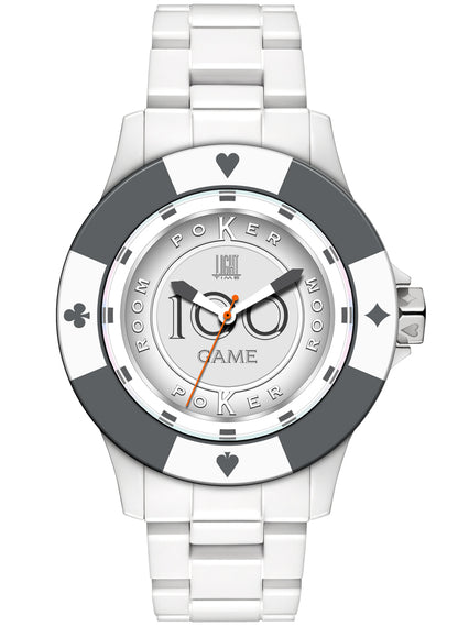 LIGHT TIME Mod. POKER - White / Grey L147B Only Time Armbanduhr 41 mm Grau