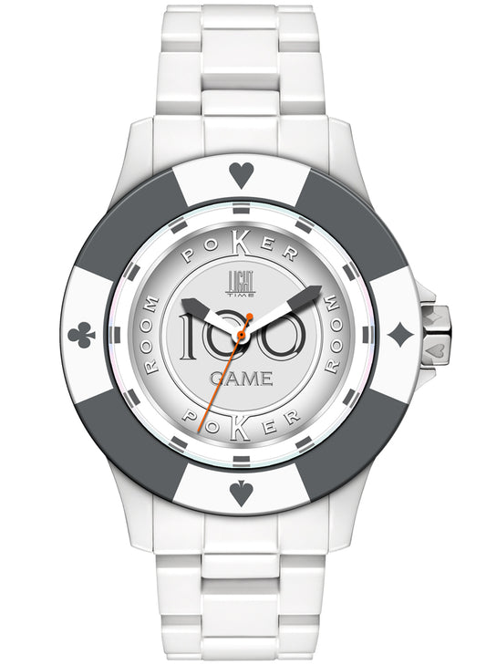 LIGHT TIME Mod. POKER - White / Grey L147B Only Time Armbanduhr 41 mm Grau