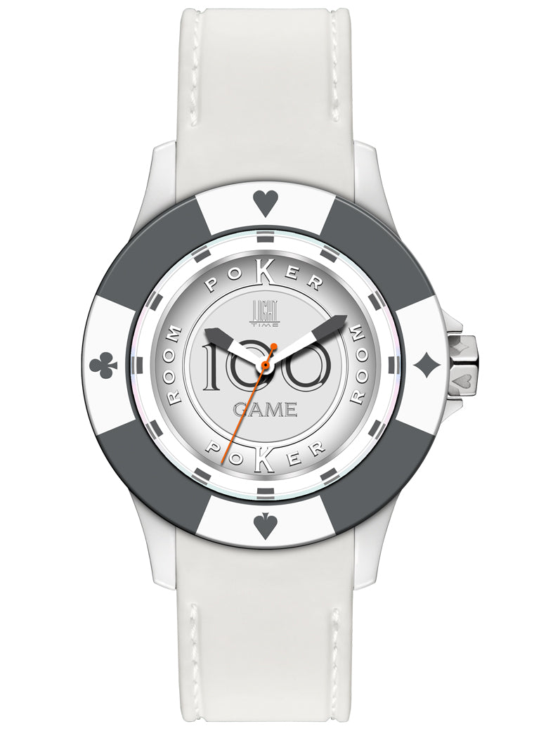 LIGHT TIME Mod. POKER - White / Grey L147BS Only Time Armbanduhr 41 mm Grau
