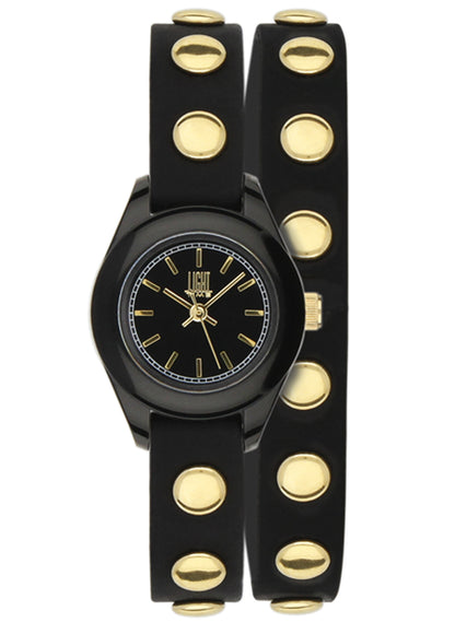LIGHT TIME Mod. PUNK - Black / Gold L169NG Only Time Armbanduhr 23 mm Schwarz