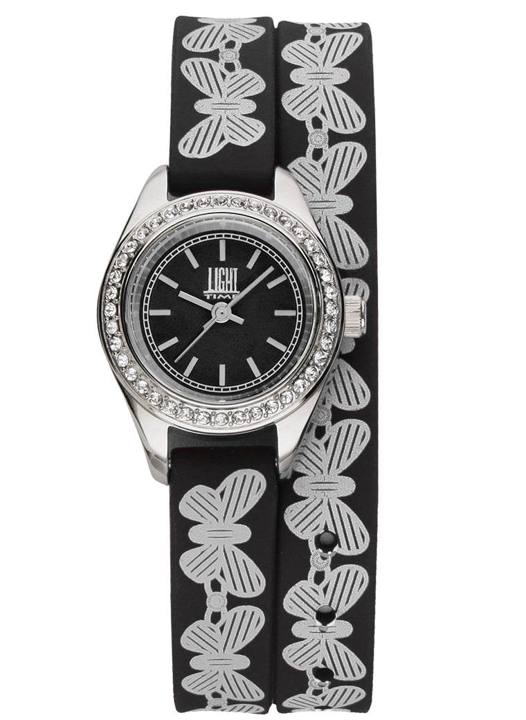 LIGHT TIME ROCOCO - Black Strass L163G Only Time Armbanduhr 23 mm Schwarz