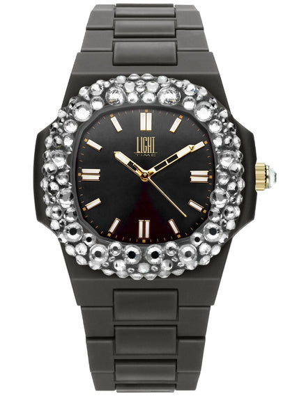 LIGHT TIME VELVET NAUTILUS - Black Clear Strass L512-NE-1 Armbanduhr 42 mm Schwarz