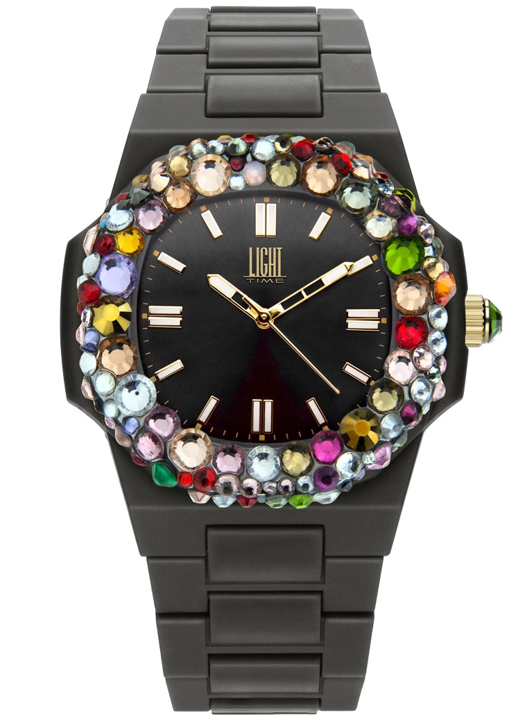 LIGHT TIME VELVET NAUTILUS - Black Rainbow Strass L512-NE-2 Armbanduhr 42 mm Schwarz