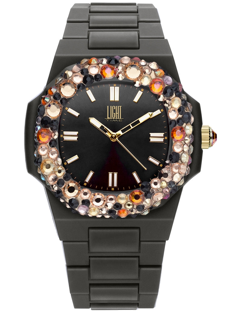 LIGHT TIME VELVET NAUTILUS - Black Rainbow Strass L512-NE-3 Armbanduhr 42 mm Schwarz
