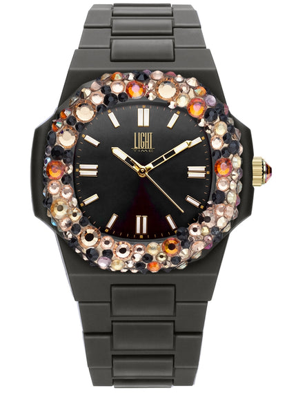 LIGHT TIME VELVET NAUTILUS - Black Rainbow Strass L512-NE-3 Armbanduhr 42 mm Schwarz