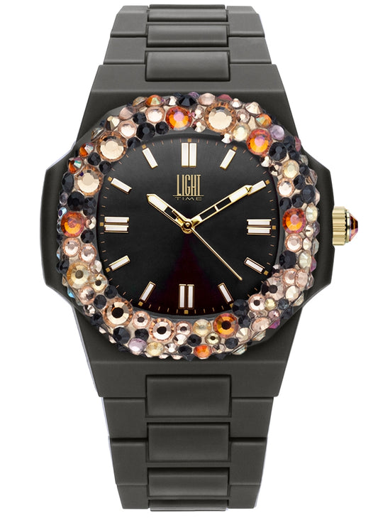 LIGHT TIME VELVET NAUTILUS - Black Rainbow Strass L512-NE-3 Armbanduhr 42 mm Schwarz
