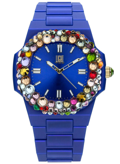 LIGHT TIME VELVET NAUTILUS - Blue Rainbow Strass L512-BL-2 Only Time Armbanduhr 42 mm Blau