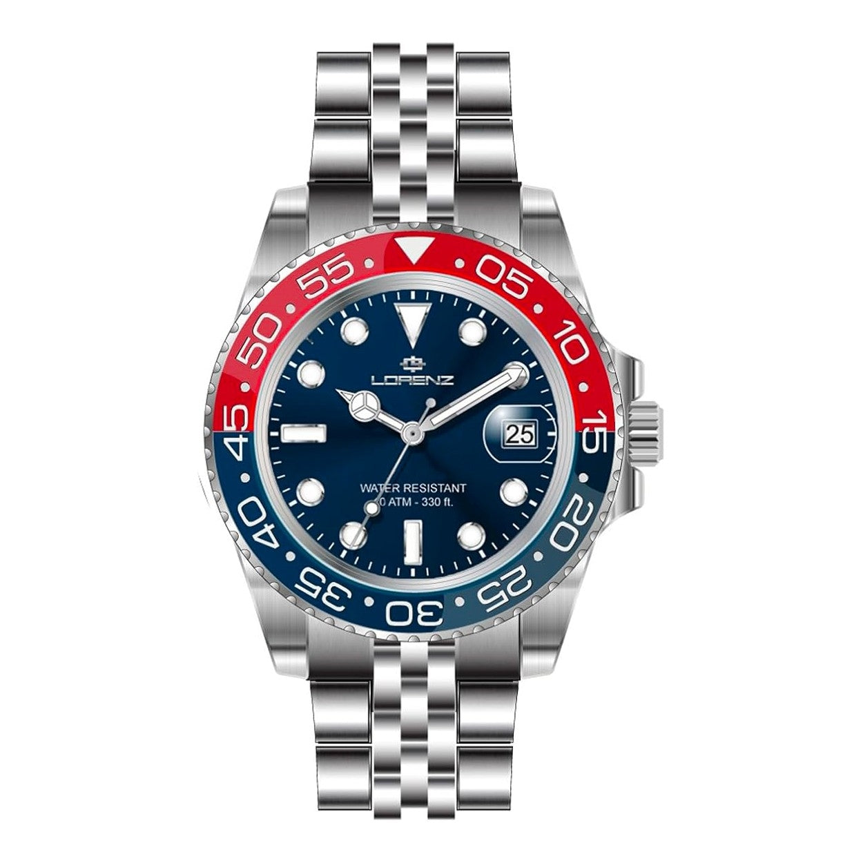 LORENZ 26122RR Date Armbanduhr 43 mm Silber