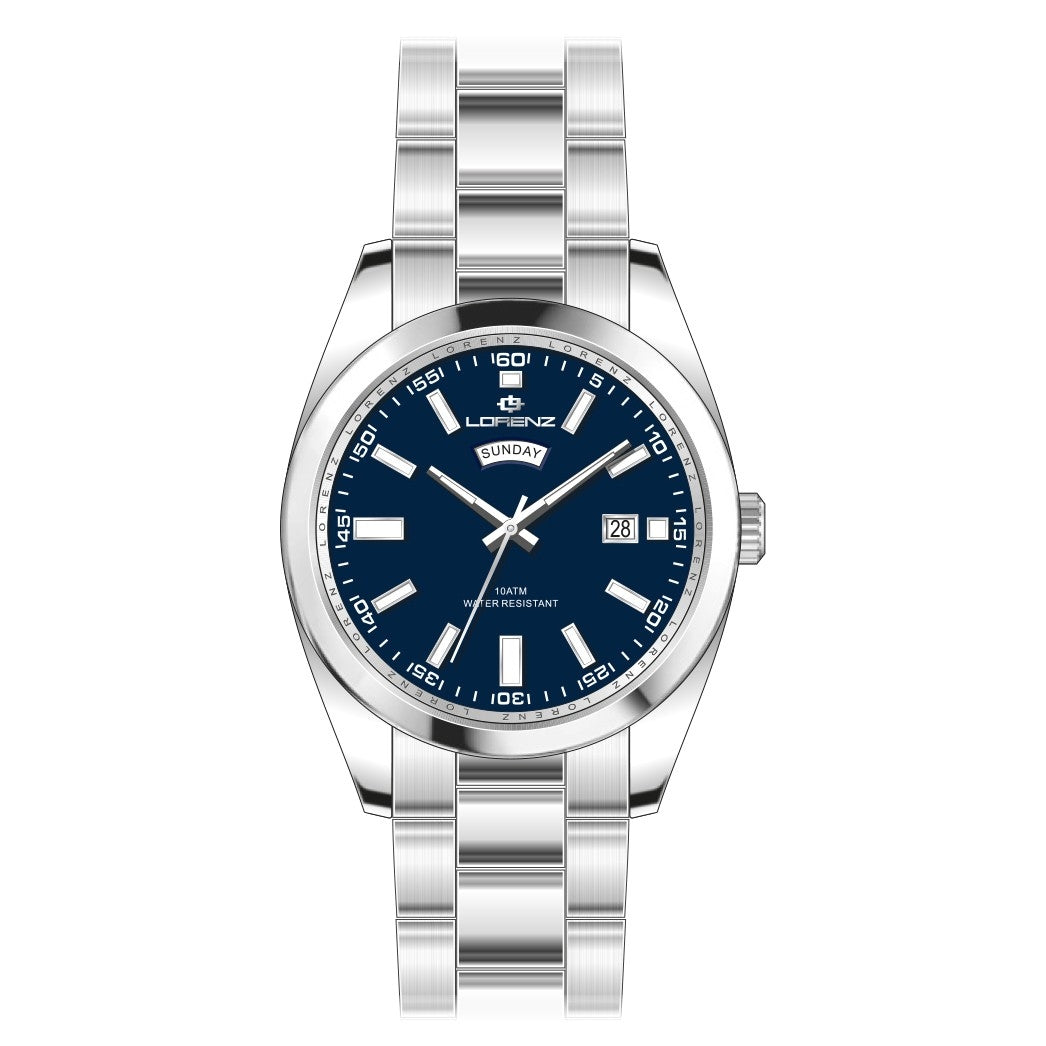 LORENZ 26208BB Date Armbanduhr 42 mm Silber
