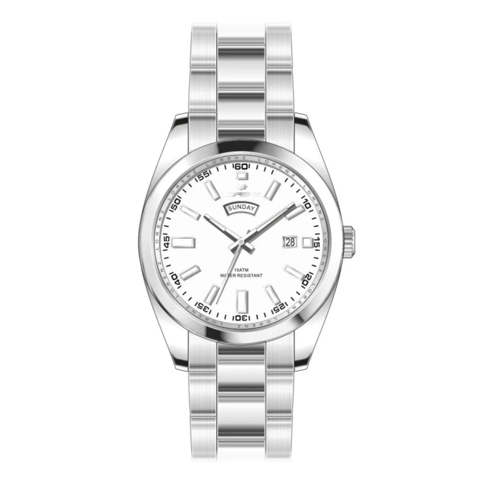 LORENZ 26208CC Date Armbanduhr 42 mm Silber