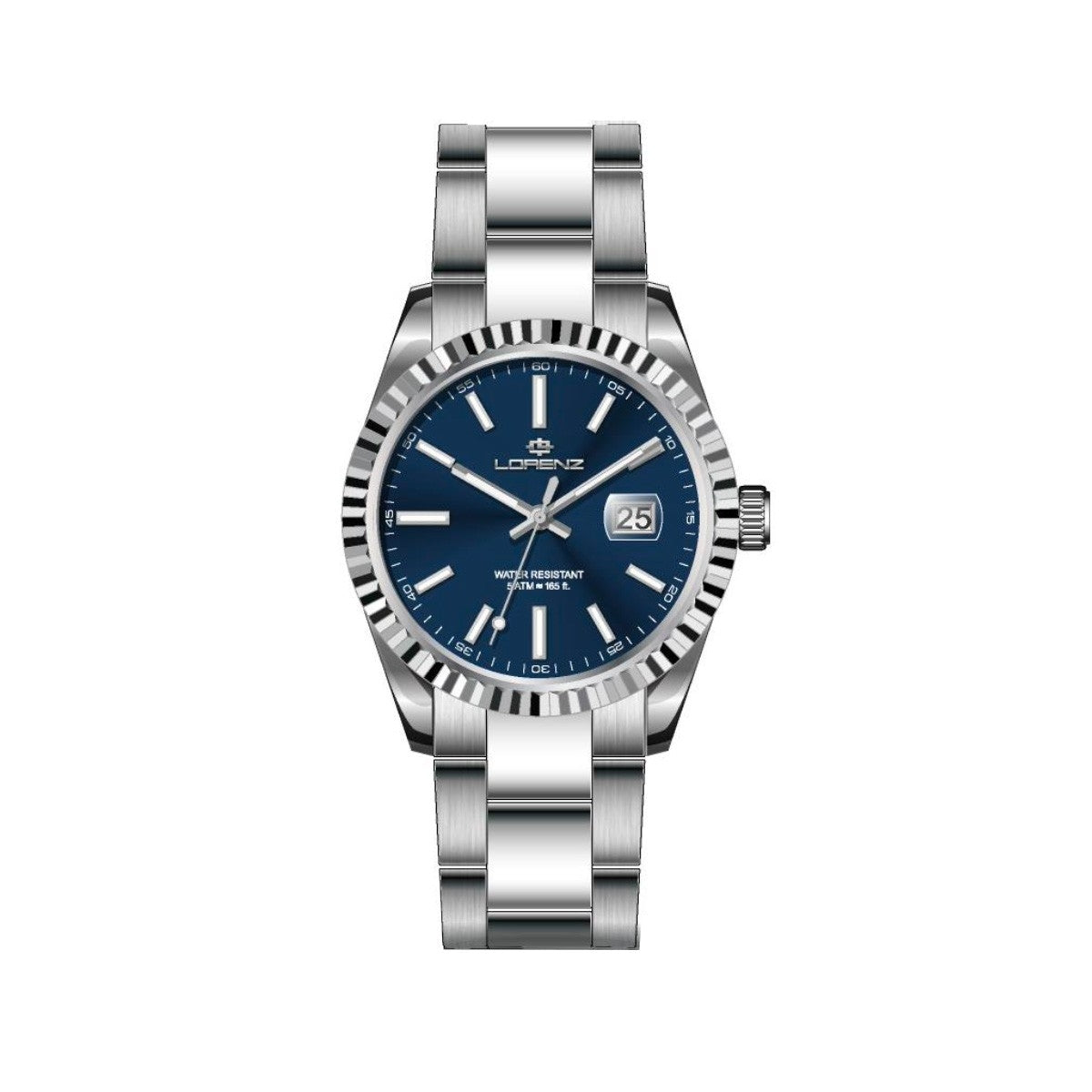 LORENZ 28190BB Date Armbanduhr 32 mm Silber