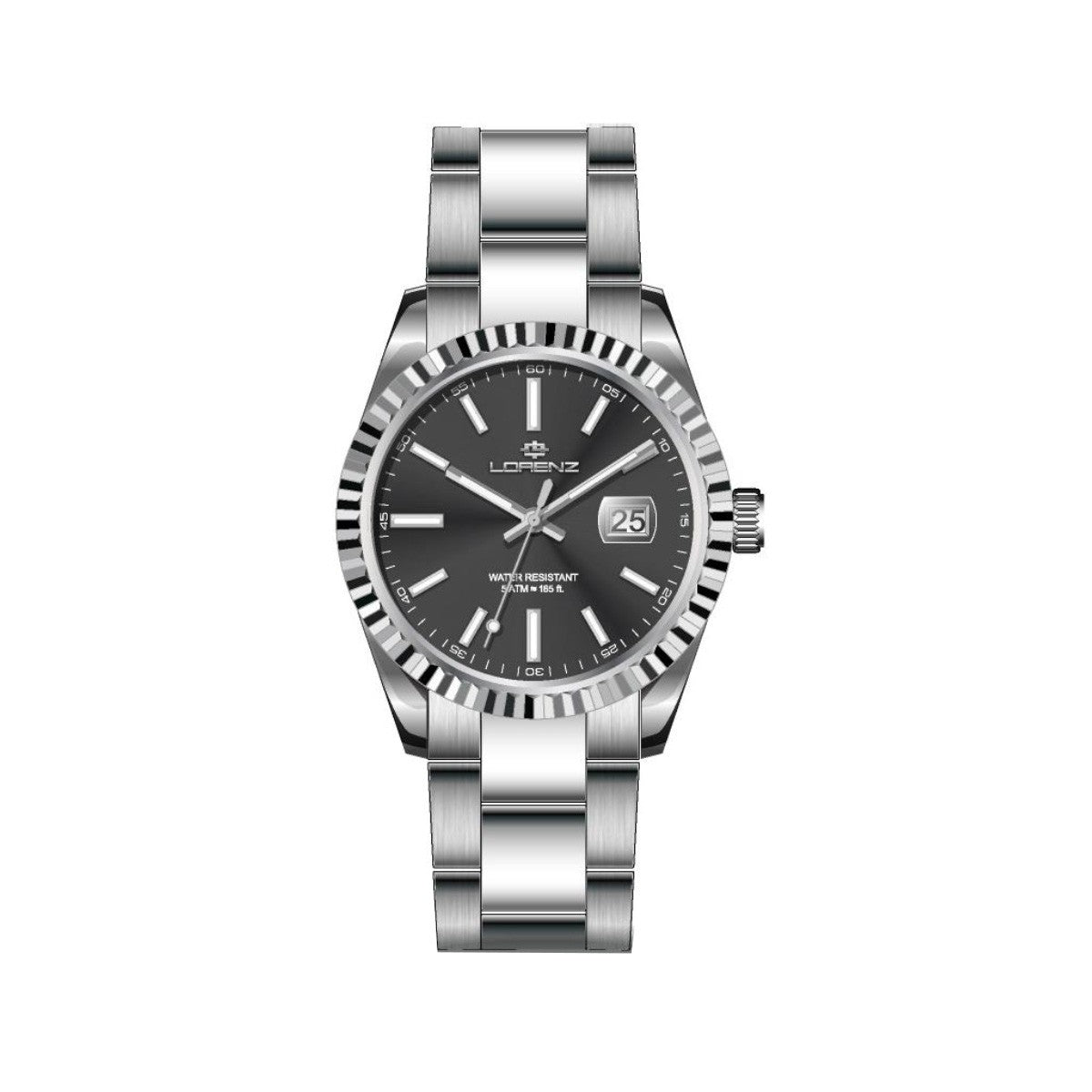 LORENZ 28190CC Date Armbanduhr 32 mm Silber