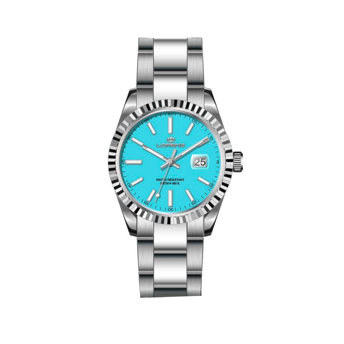 LORENZ 28190DD Date Armbanduhr 32 mm Silber