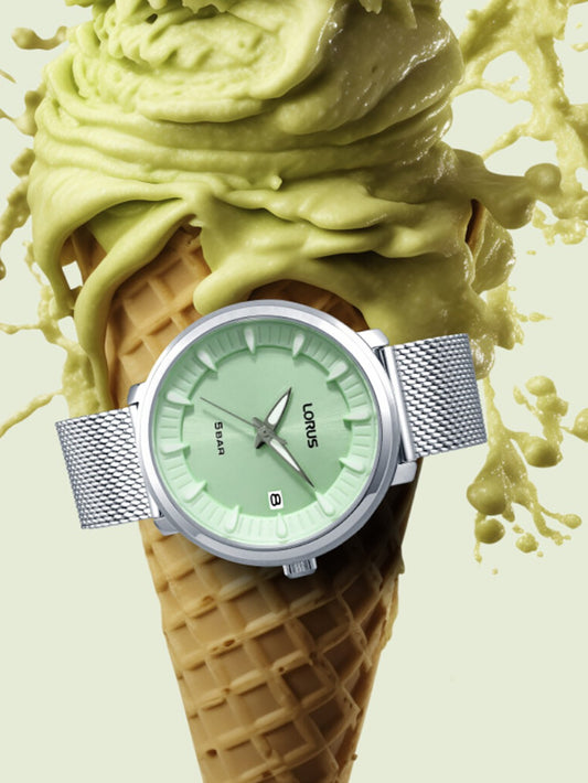 LORUS Damen Quarzuhr mit Datum aus Kunststoff 20 mm RG805DX9 – Produktansicht