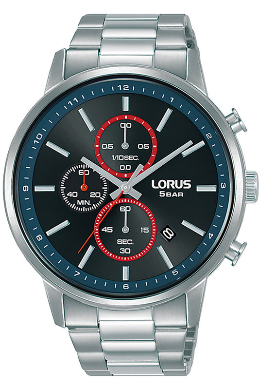 LORUS Herren Chronograph Armbanduhr aus Edelstahl mit SS Bracelet 44 mm RM397GX9 – Produktansicht