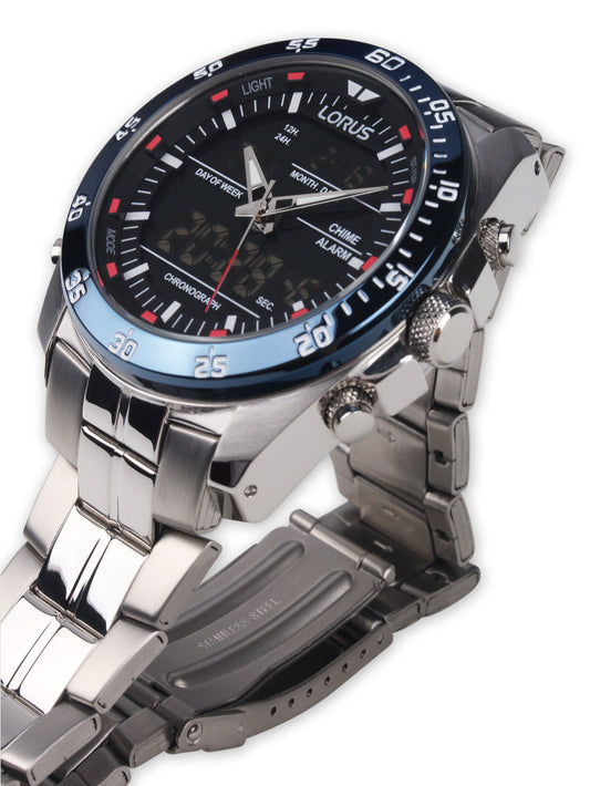 LORUS Herren Chronograph Armbanduhr aus Kunststoff 20 mm RW623AX5 – Produktansicht