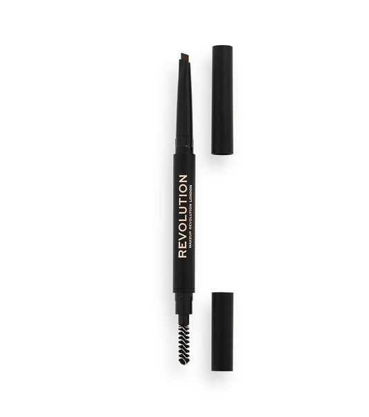 Makeup Revolution Makeup Revolution, Duo Brow Definer, Augenbrauencreme-Stift & Bürste 2-in-1, Mittelbraun, 0.25 g Regular