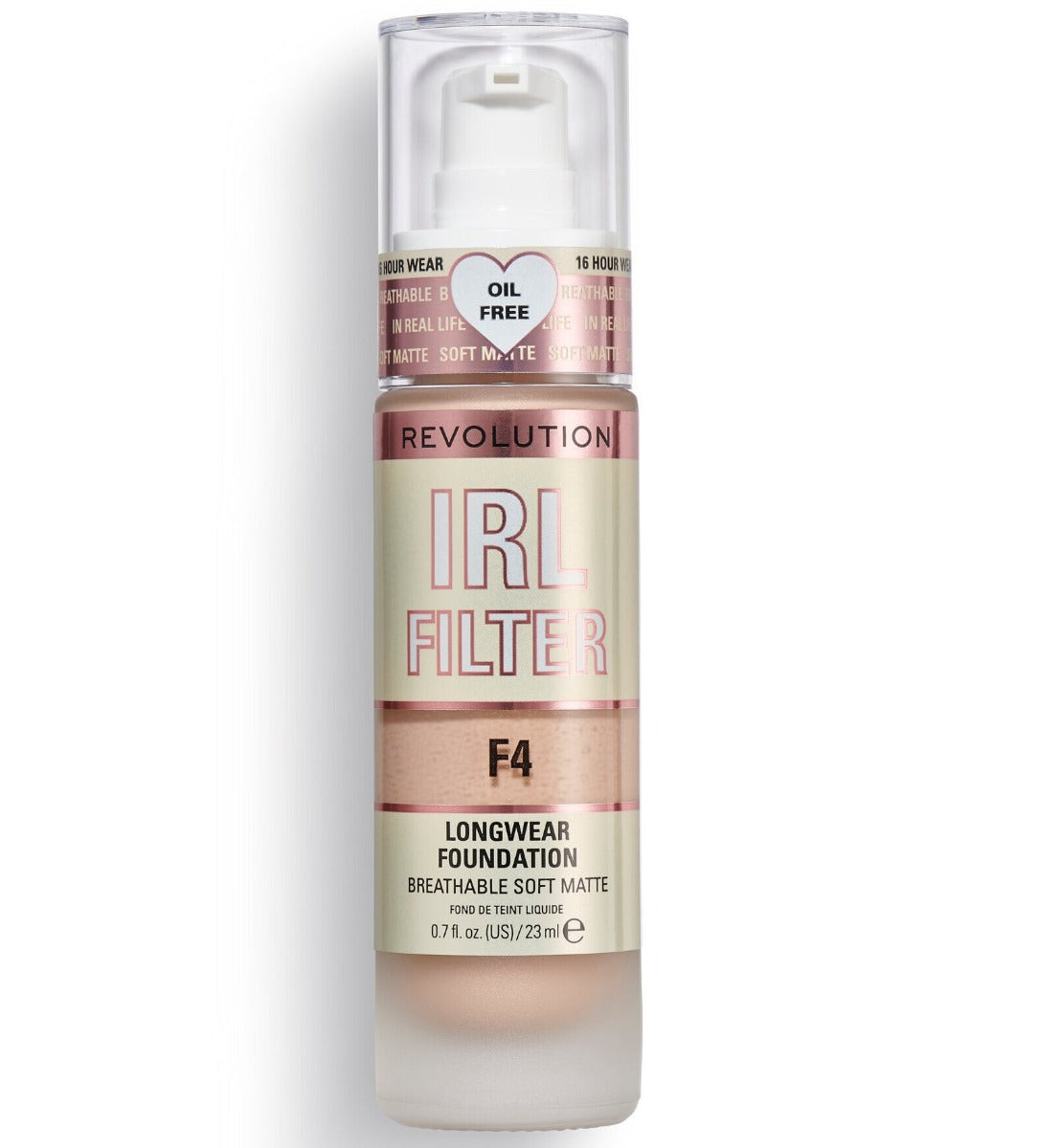 Makeup Revolution Cremige Foundation Makeup Revolution, IRL Filter, Ölfrei, Lange Tragedauer, Creme-Grundierung, F4, 23 ml Re