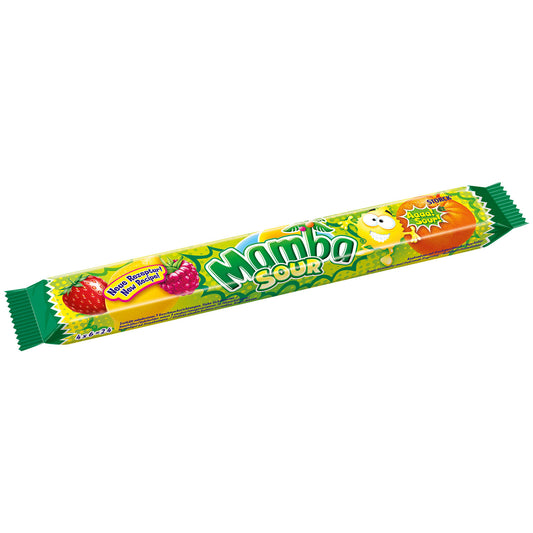 Mamba Sour 4x6er 4x6 Kaubonbons mit Erdbeer-, Himbeer-, Zitronen- und Orangen-Geschmack