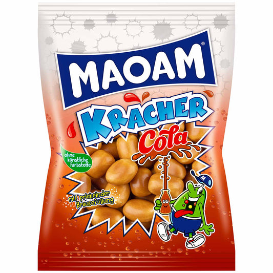 Maoam Kracher Cola 200g Dragierte Kaubonbons mit Brausepulver-Füllung und Cola-Geschmack - Candyshop.ch