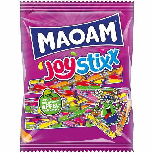 Maoam JoyStixx 325g Kaubonbon-Stangen mit Kirsch-, Orangen-, Himbeer-, Erdbeer-, Zitronen- und Apfelgeschmack. Ohne künstliche Farbstoffe. - Candyshop.ch