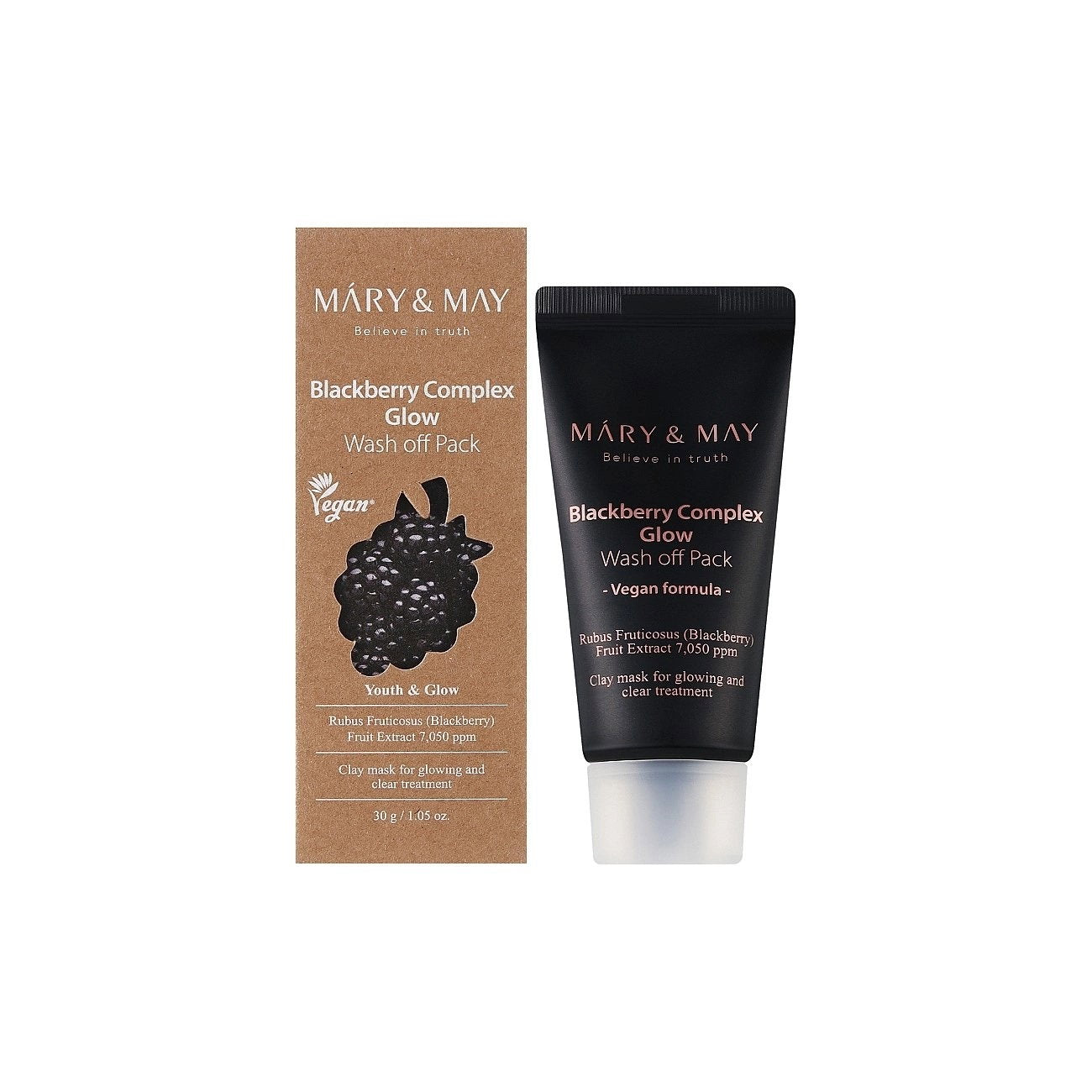 Mary and May Mary and May, Blackberry Complex Glow, Leuchtend, Tonerde-Maske, 30 g Regular