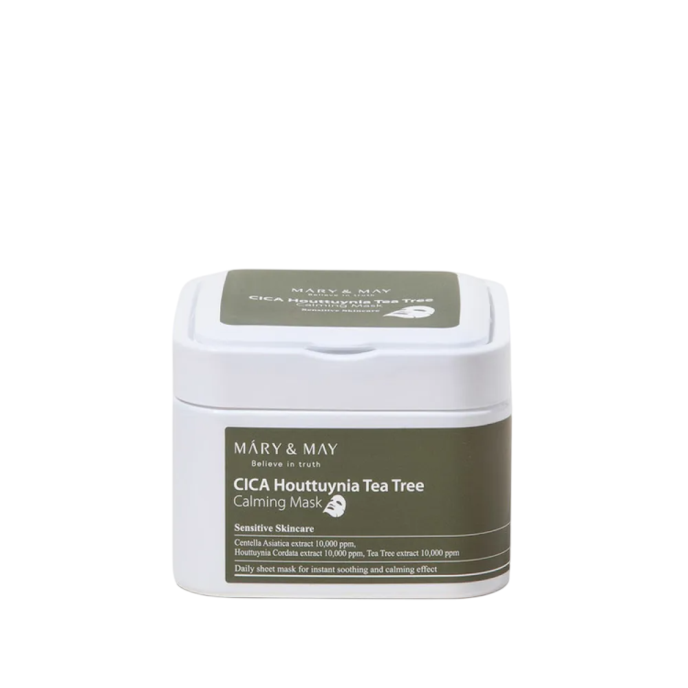 Mary and May Gesichtsmaske Mary and May, CICA Houttuynia Tea Tree Calming, Soothing & Calming, Sheet Mask, For Face, Weekly o