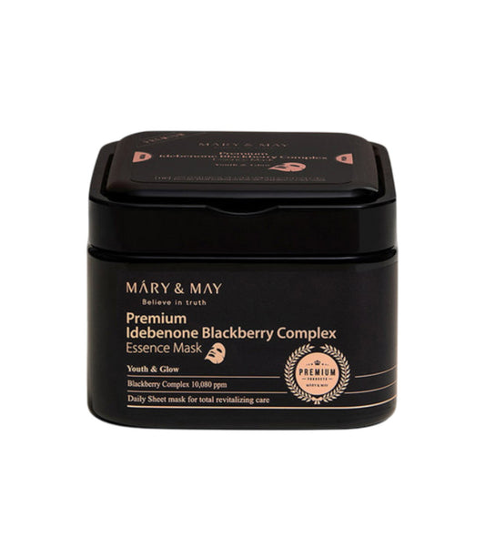 Mary and May Gesichtsmaske Mary and May, Premium Idebenone Blackberry Complex, Glowing, Sheet Mask, For Face, 20 pcs Regular