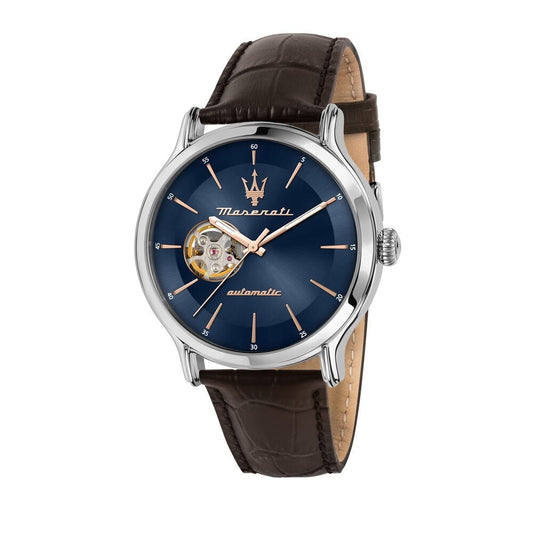 MASERATI EPOCA Herren Only Time Armbanduhr aus Edelstahl mit Lederarmband 42 mm R8821118010 – Produktansicht