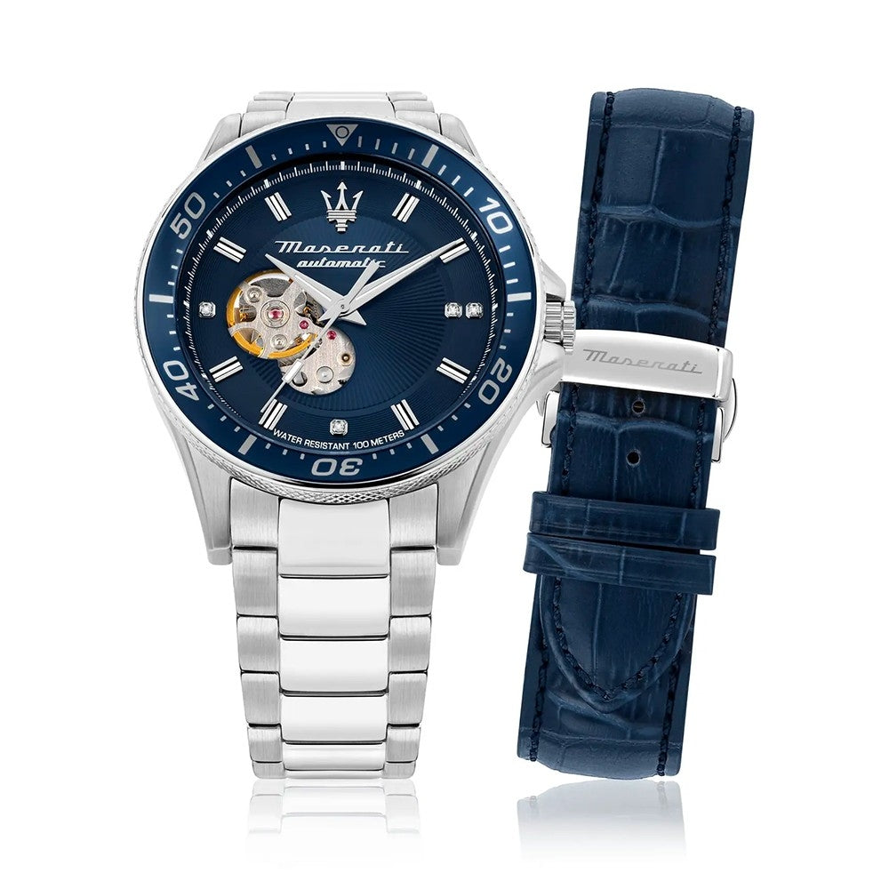 MASERATI Mod. SFIDA + EXTRA STRAP R8823140007 Only Time Armbanduhr 44 mm Silber ansicht-3