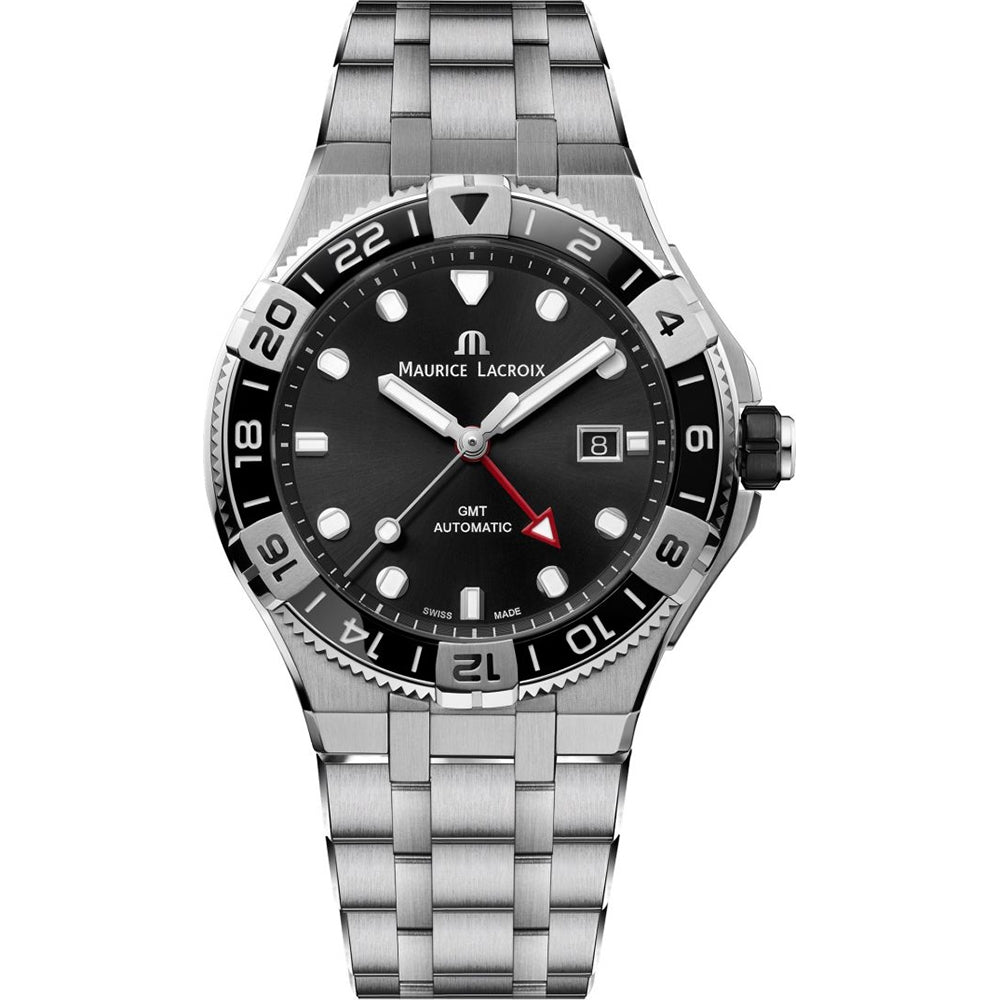 MAURICE LACROIX AIKON VENTURER GMT AI6158-SS00F-330-A Date Armbanduhr 43 mm