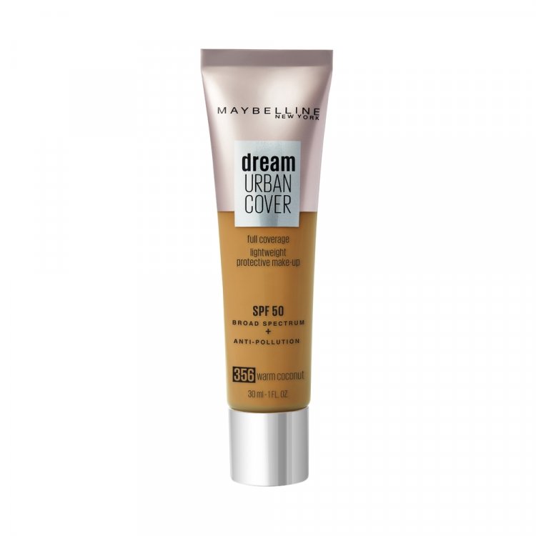 Maybelline Maybelline, Dream Urban Cover, Vollständige Abdeckung, Cremige Foundation, 356, Warmer Kokos, SPF 50, 30 ml Regula