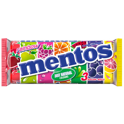 mentos Rainbow 3x37,5g  Multipack mit 3 Rollen Kaudragees mit Fruchtgeschmack