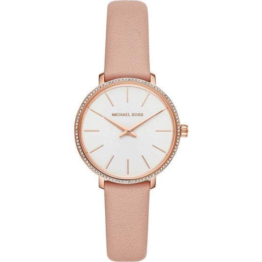 MICHAEL KORS MINI PYPER Damen Quarzuhr aus Edelstahl mit Lederarmband 32 mm MK2803 – Produktansicht