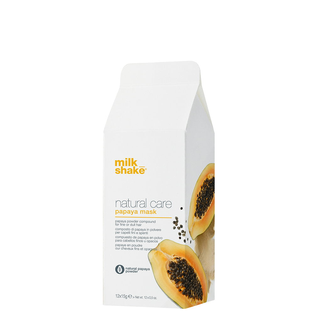 Milk Shake Setzen, Milk Shake, Natural Care, Papaya, Haarbehandlungspudermaske, Für feines und trockenes Haar, 12 stk, 15 g R