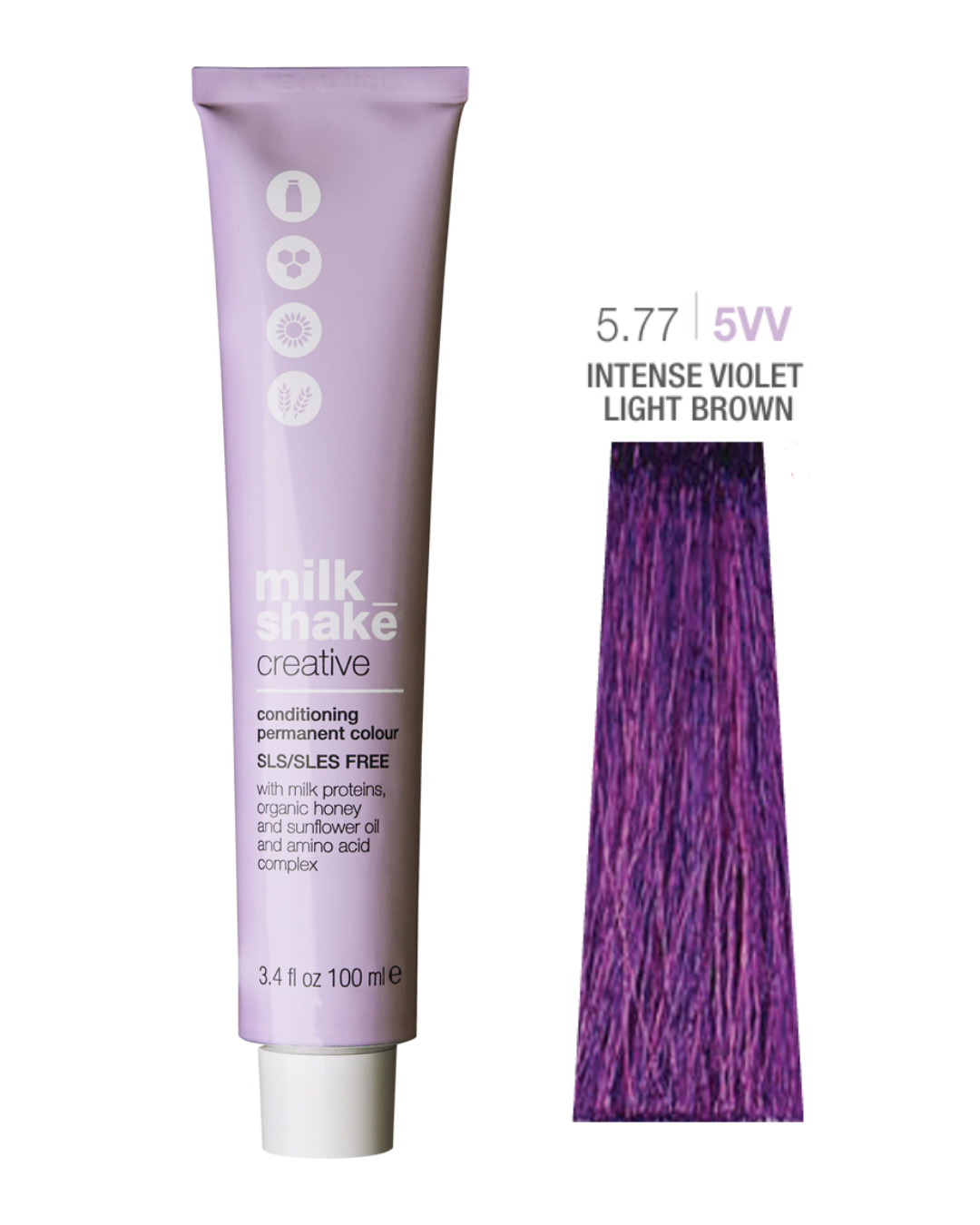 Milk Shake Milk Shake, Creative, Permanente Haarfarbe, 5.775VV Intense Violet Light Brown, 100 ml Regular