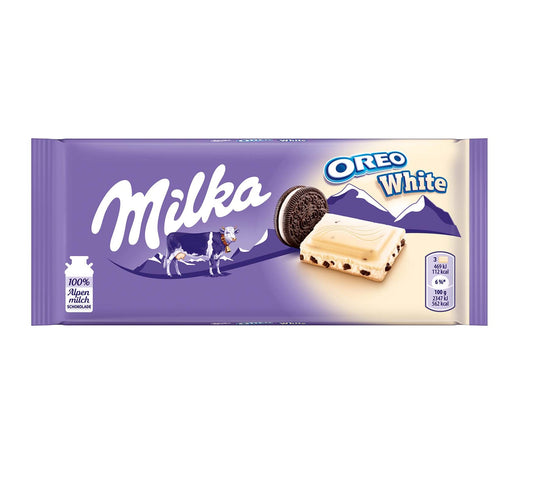 Milka Oreo White 100g Weiße Schokolade mit Kakaokeksstückchen