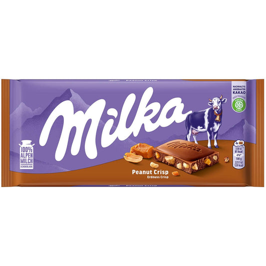 Milka Peanut Crisp Alpenmilch Schokolade mit Erdnüssen - Candyshop.ch