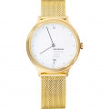 MONDAINE Mod. HELVETICA No. 1 LIGHT MH1.L2211.SM Date Armbanduhr 38 mm Gold ansicht-2