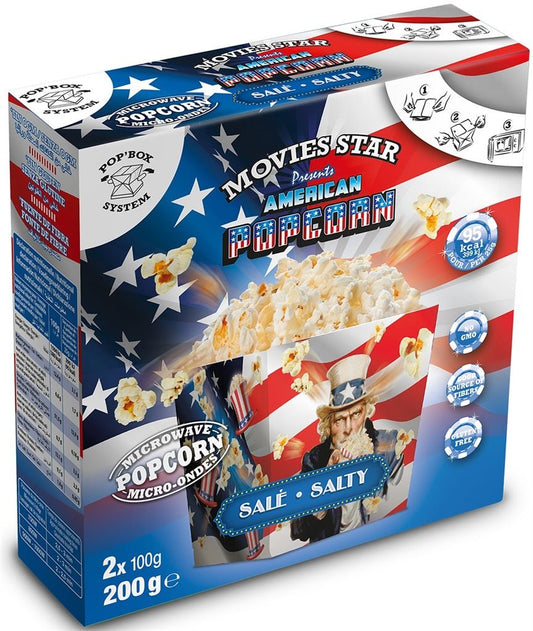 Movies Star Pop Box Mikrowellen Popcorn Salz 2x100g - Candyshop.ch
