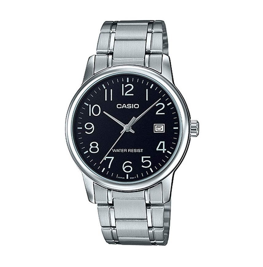 CASIO COLLECTION & VINTAGE DATE STEEL - BLACK MTP-V002D-1BUDF Date Armbanduhr 44 mm Schwarz