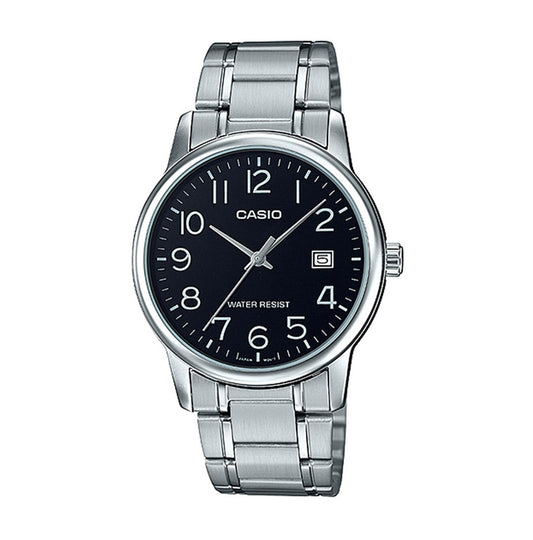 CASIO COLLECTION & VINTAGE DATE STEEL - BLACK MTP-V002D-1BUDF Date Armbanduhr 44 mm Schwarz
