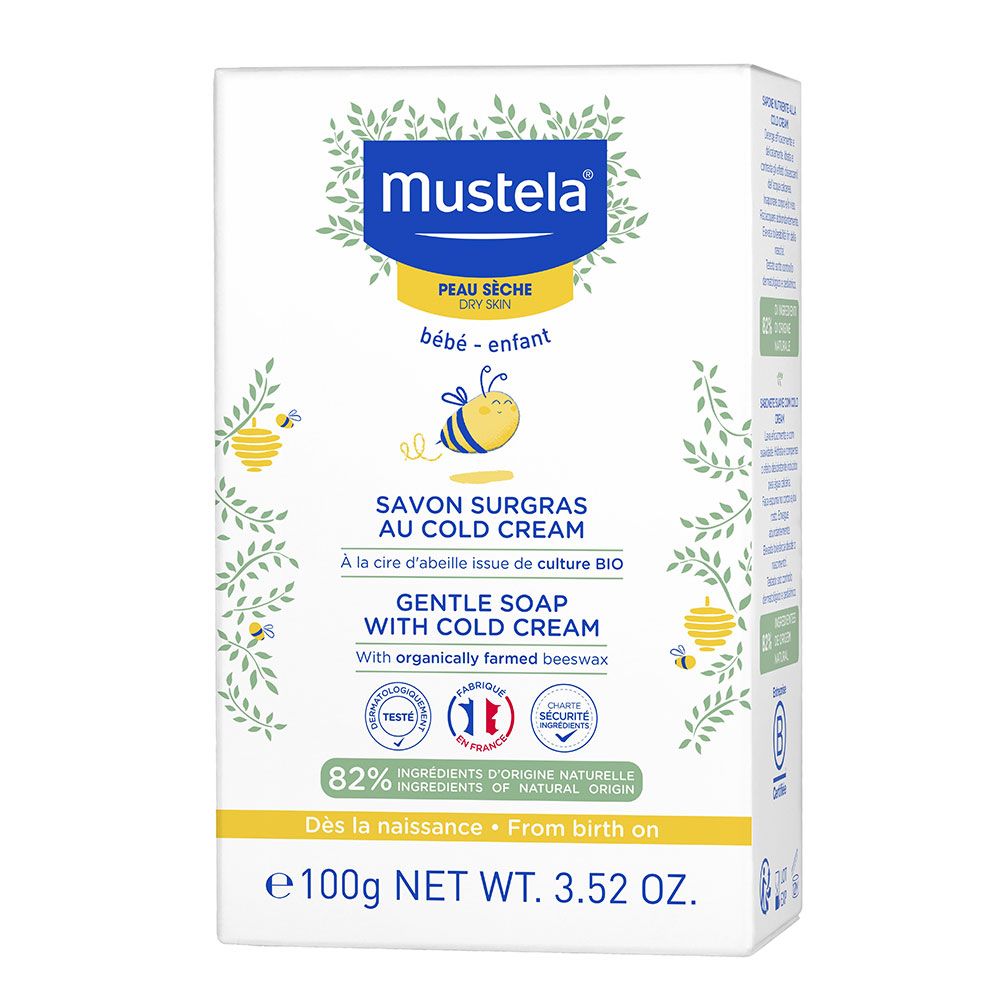 Mustela Mustela, Cold Cream, Natural Beeswax, Sanfte Reinigung, Seifenstück, 100 g Regular