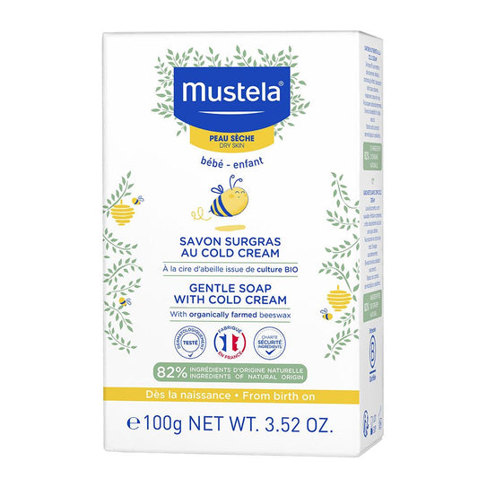 Mustela Cold Cream Seifenstück mit natürlichem Bienenwachs – Sanfte Reinigung für Kinder, 100 g
