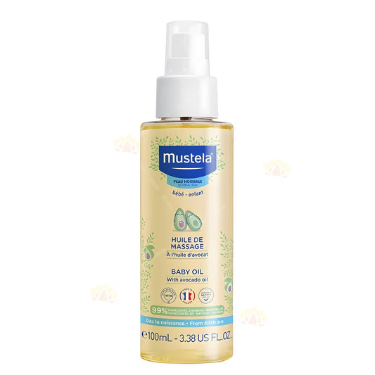 Mustela Baby Massageöl mit Avocadoöl – Sanfte Pflege für zarte Babyhaut, 100 ml