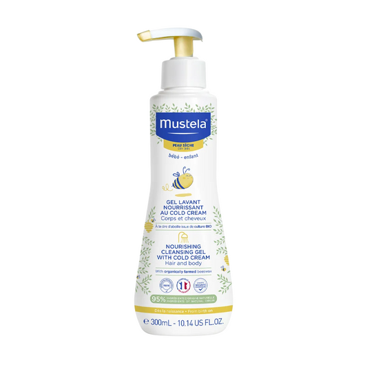 Mustela Cold Cream Reinigungsgel mit natürlichem Bienenwachs – Sanfte Pflege für Kinder, 300 ml